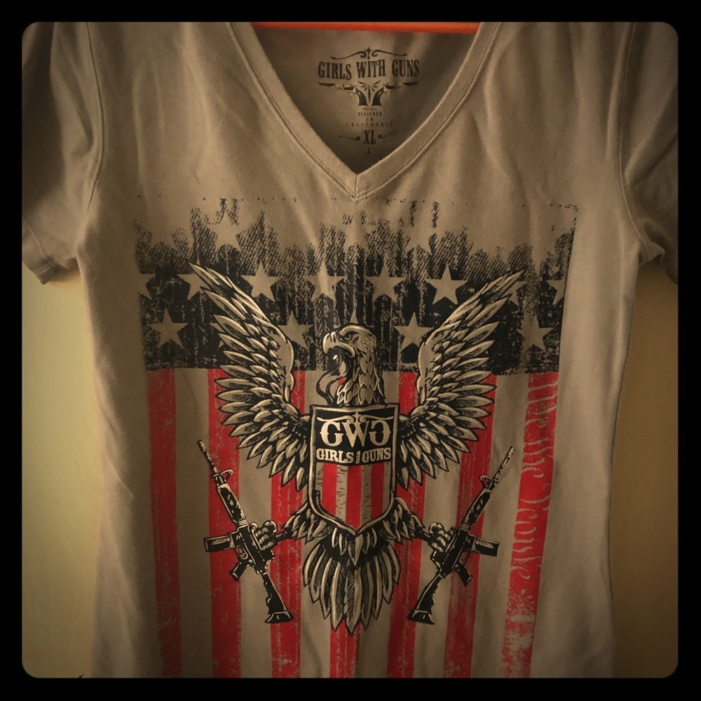 Girls With Guns Patriotic Flag Tee